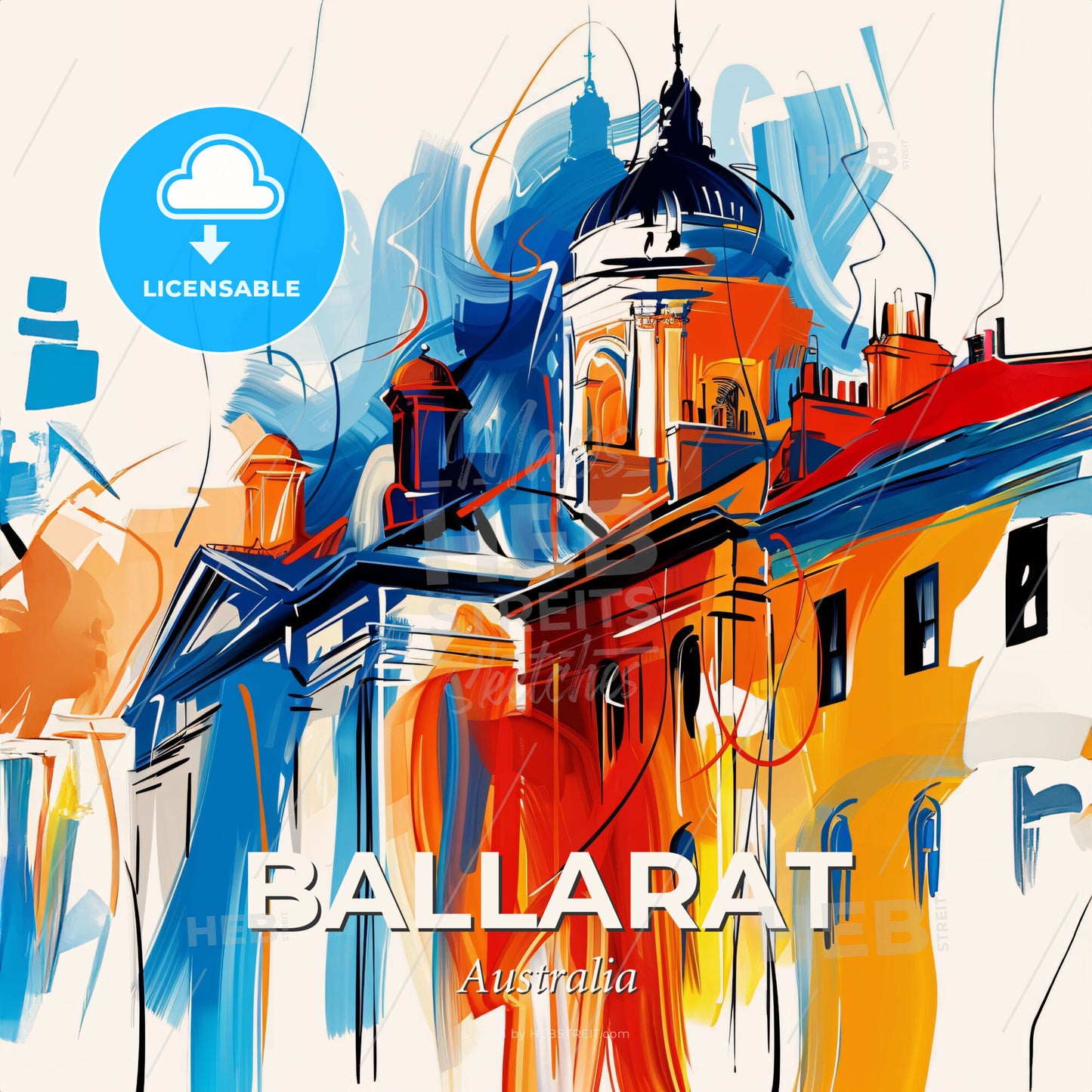 Vibrant Ballarat, Australia - A Painting Of A Building - Square format print template