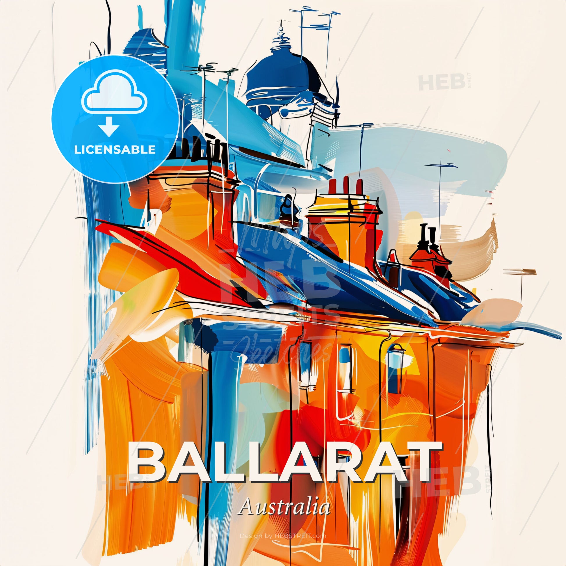 Vibrant Ballarat, Australia - A Painting Of A Building - Square format print template