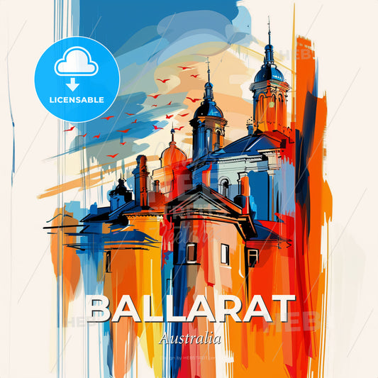 Vibrant Ballarat, Australia - A Painting Of A Building - Square format print template