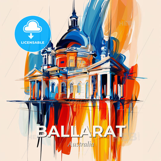 Vibrant Ballarat, Australia - A Painting Of A Building - Square format print template