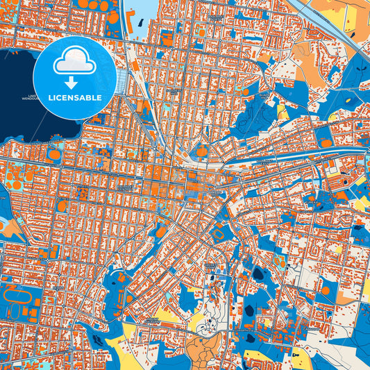 Colorful Ballarat Street Map with Labels and Buildings