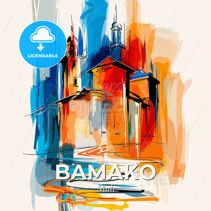 Vibrant Bamako, Mali - A Painting Of A Building - Square format print template