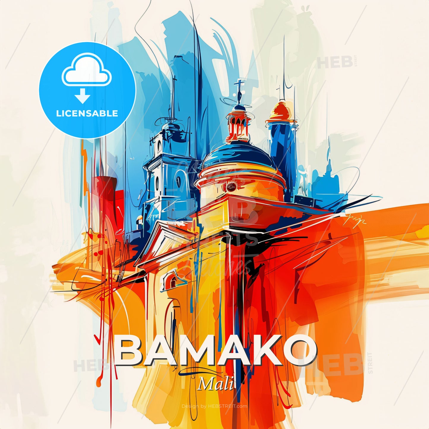 Vibrant Bamako, Mali - A Painting Of A Building - Square format print template