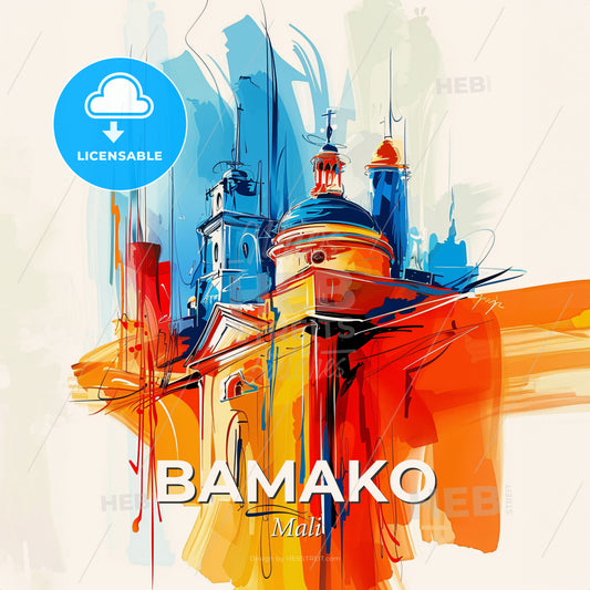 Vibrant Bamako, Mali - A Painting Of A Building - Square format print template