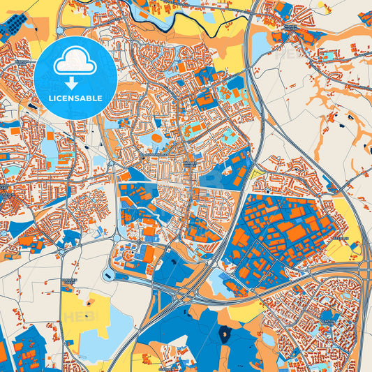 Colorful Bamber Bridge Street Map with Labels and Buildings