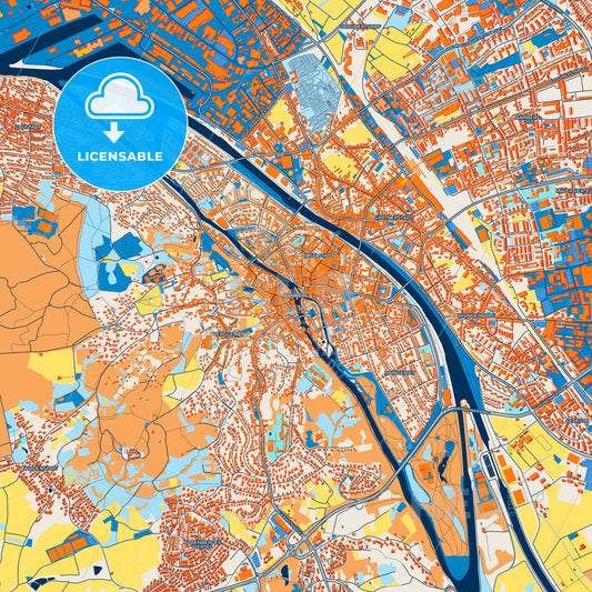 Colorful Bamberg Street Map with Labels and Buildings