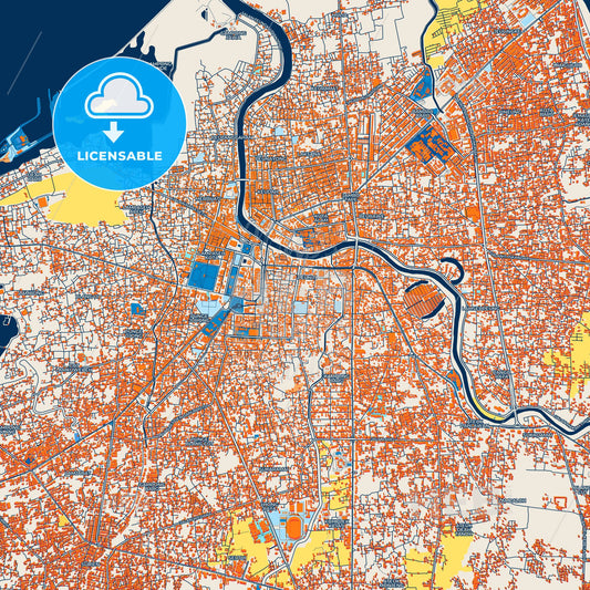 Colorful Banda Aceh Street Map with Labels and Buildings