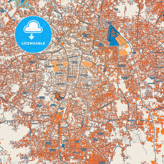 Colorful Bandar Lampung Street Map with Labels and Buildings