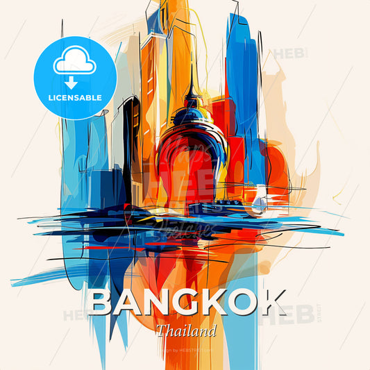 Vibrant Bangkok, Thailand - A Painting Of A City - Square format print template