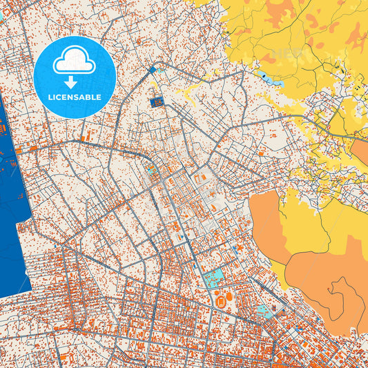 Colorful Bangui Street Map with Labels and Buildings