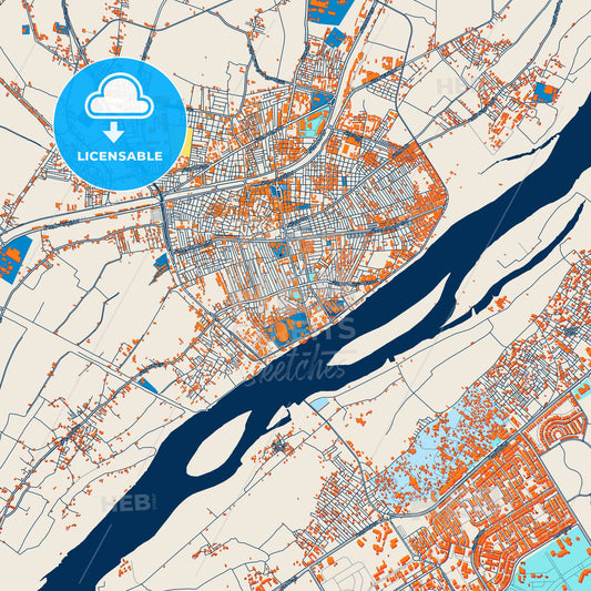 Colorful Bani Suwayf Street Map with Labels and Buildings