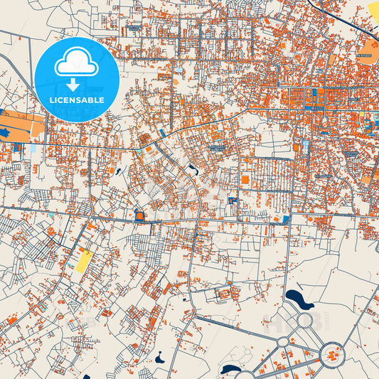 Colorful Banjarbaru Street Map with Labels and Buildings