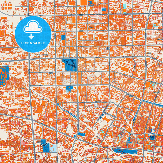 Colorful Baoding Street Map with Labels and Buildings