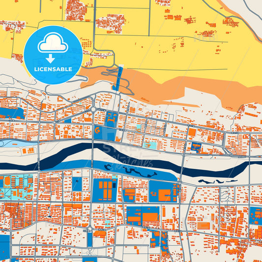 Colorful Baoji Street Map with Labels and Buildings