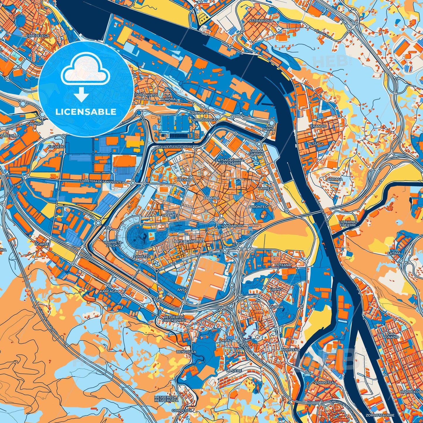 Colorful Barakaldo Street Map with Labels and Buildings