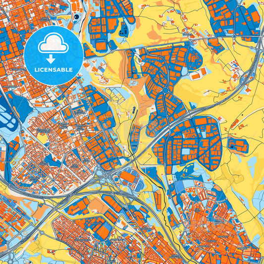 Colorful Barberà del Vallès Street Map with Labels and Buildings
