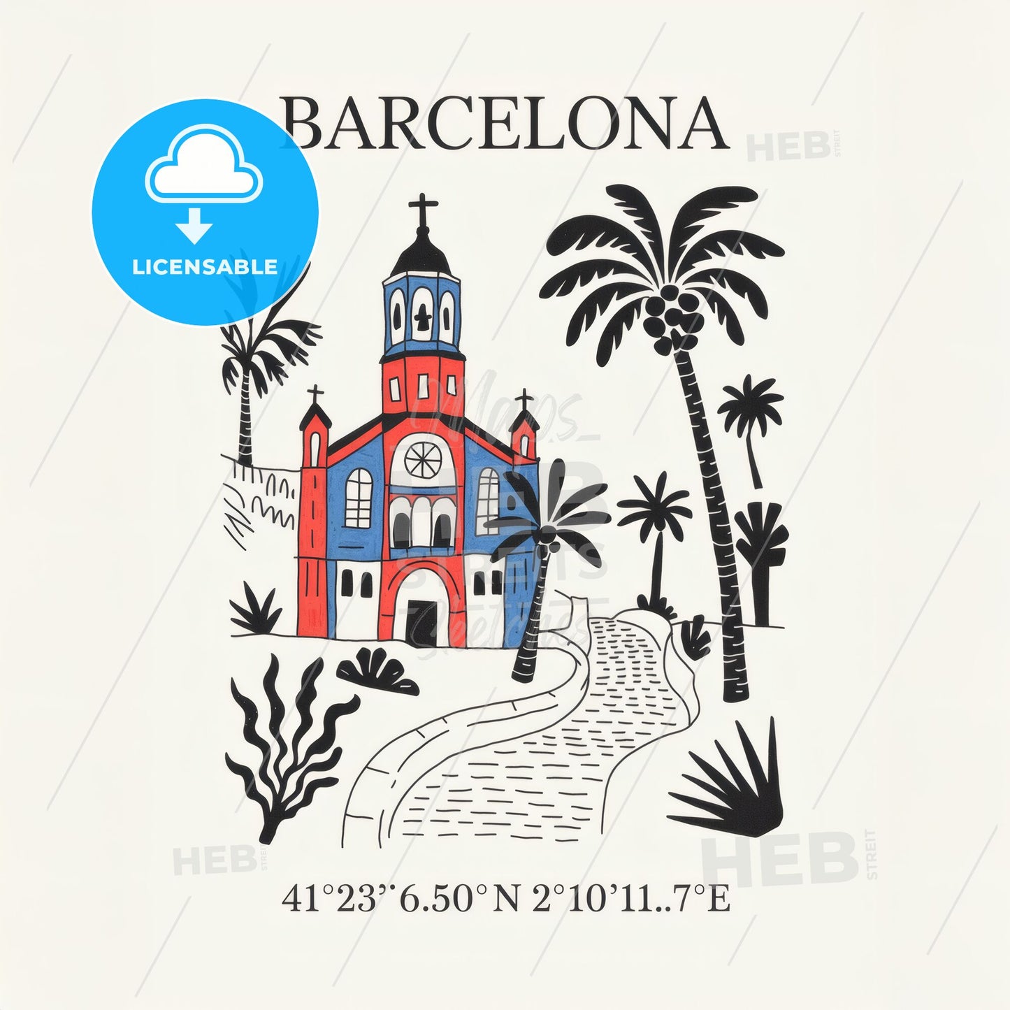 Barcelona Bliss: Matisse-Inspired Church Print with Tropical Elegance and Charm