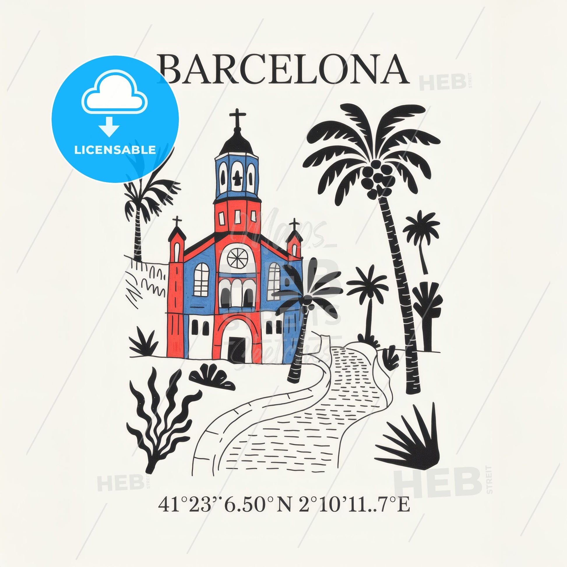 Barcelona Bliss: Matisse-Inspired Church Print with Tropical Elegance and Charm