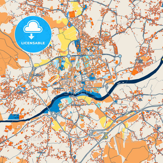 Colorful Barcelos Street Map with Labels and Buildings