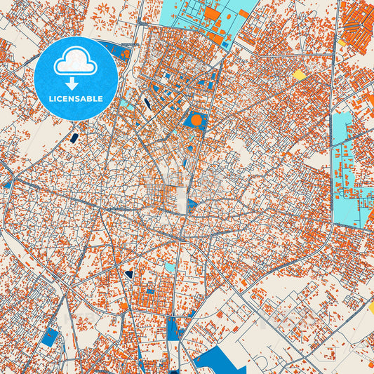 Colorful Bareilly Street Map with Labels and Buildings