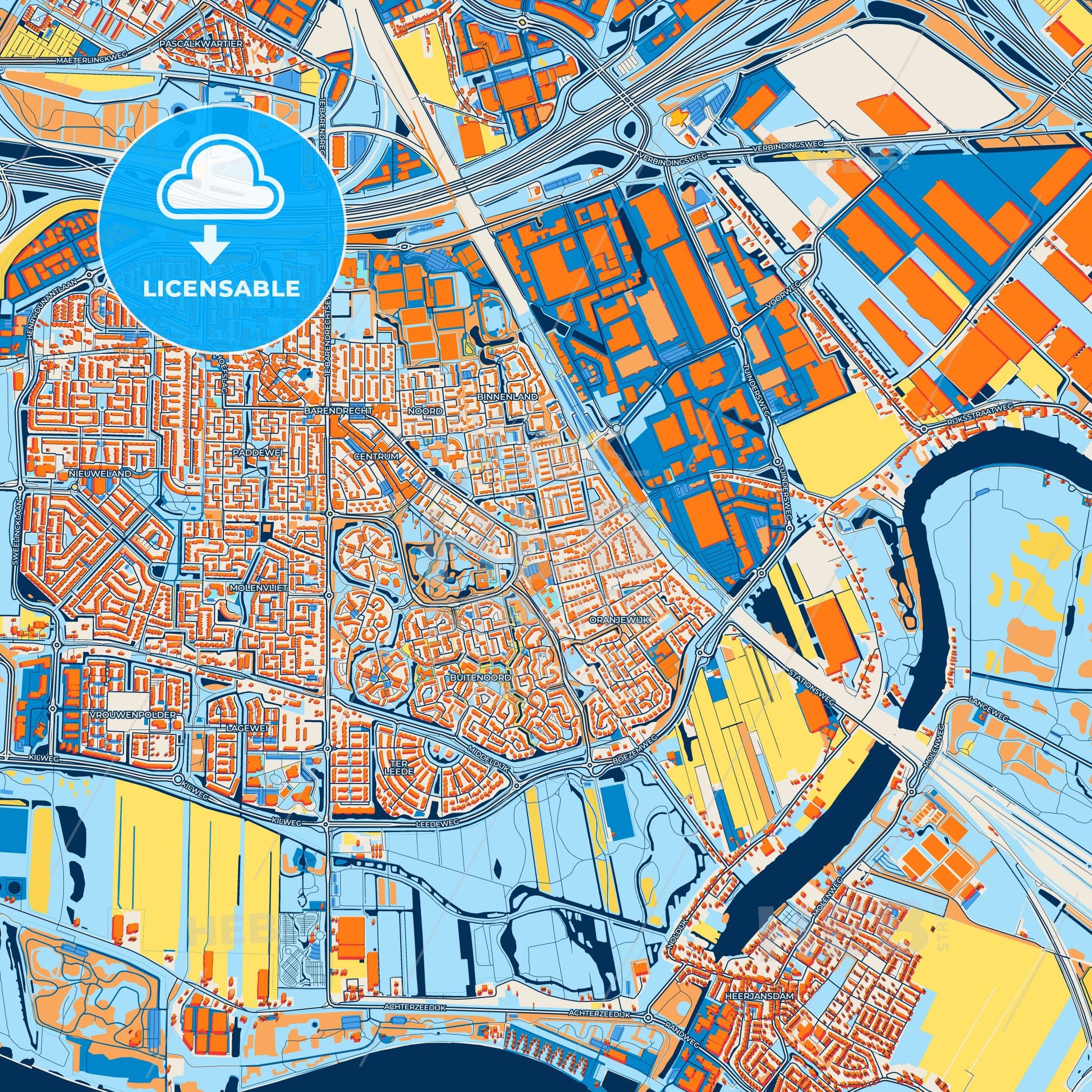 Colorful Barendrecht Street Map with Labels and Buildings