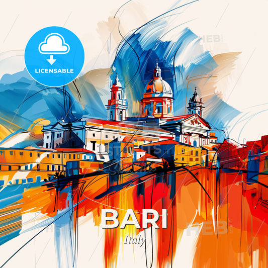 Vibrant Bari , Italy - A Painting Of A Building - Square format print template