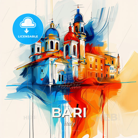 Vibrant Bari , Italy - A Painting Of A Building - Square format print template