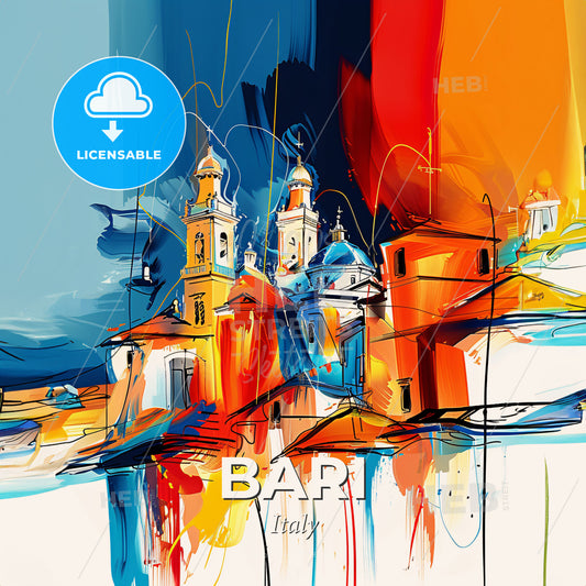 Vibrant Bari , Italy - A Painting Of A Building - Square format print template
