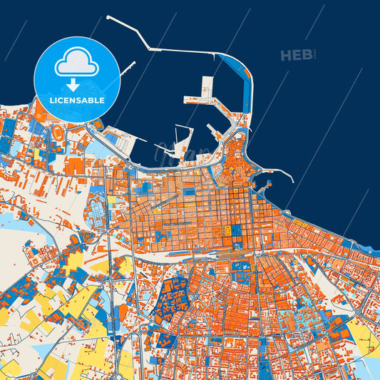 Colorful Bari Street Map with Labels and Buildings