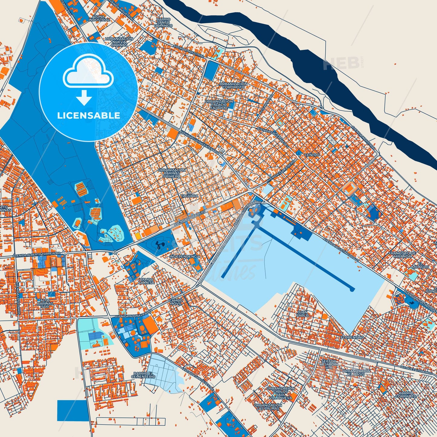 Colorful Barinas Street Map with Labels and Buildings