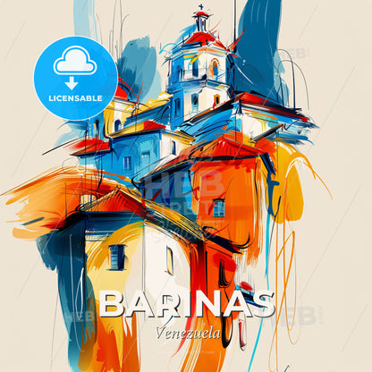 Vibrant Barinas, Venezuela - A Painting Of A Building - Square format print template