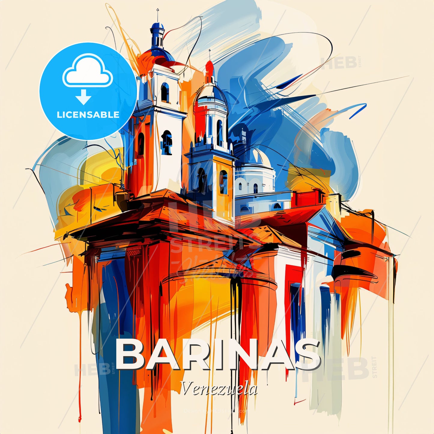 Vibrant Barinas, Venezuela - A Painting Of A Building - Square format print template