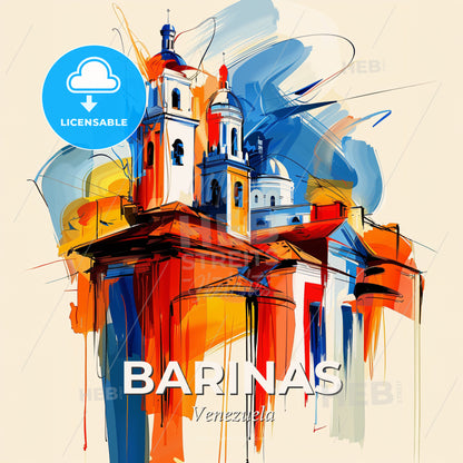 Vibrant Barinas, Venezuela - A Painting Of A Building - Square format print template