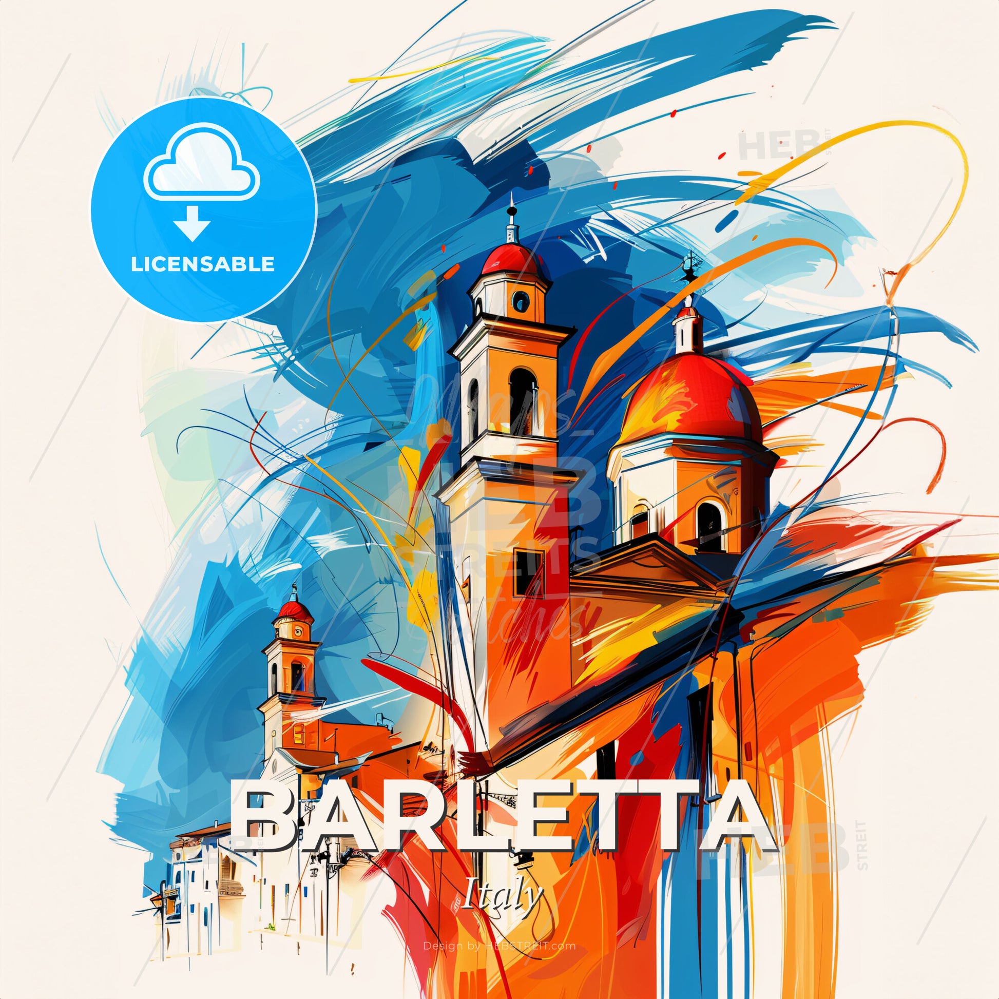 Vibrant Barletta, Italy - A Painting Of A Building With Colorful Paint - Square format print template