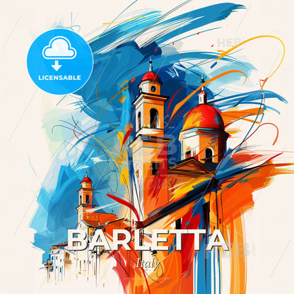 Vibrant Barletta, Italy - A Painting Of A Building With Colorful Paint - Square format print template