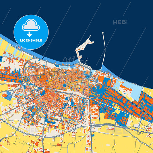 Colorful Barletta Street Map with Labels and Buildings