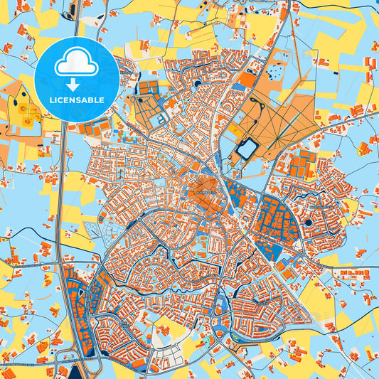Colorful Barneveld Street Map with Labels and Buildings