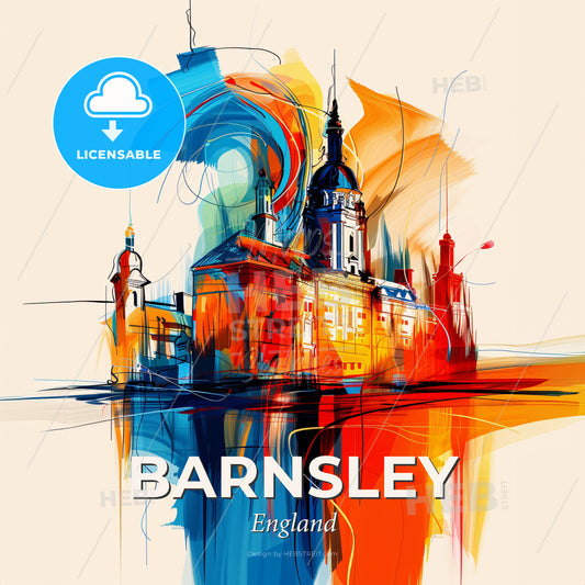 Vibrant Barnsley, England - A Colorful Painting Of A Building - Square format print template