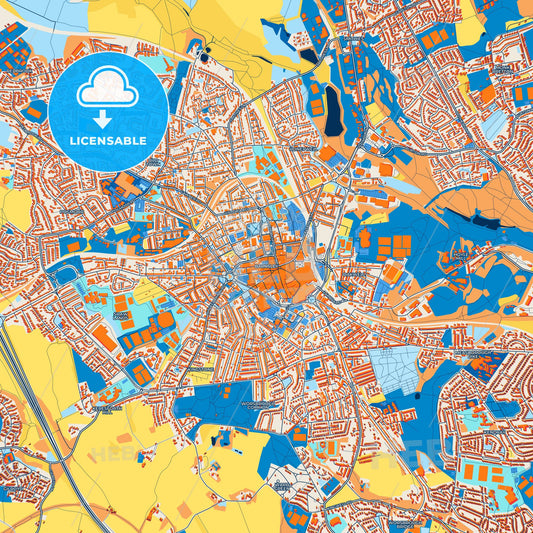 Colorful Barnsley Street Map with Labels and Buildings