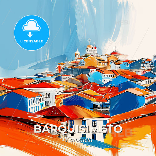 Vibrant Barquisimeto, Venezuela - A Painting Of A Town - Square format print template