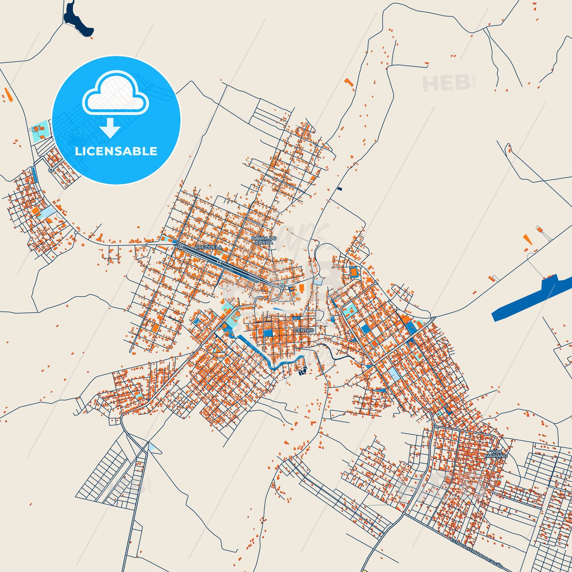 Colorful Barra do Corda Street Map with Labels and Buildings