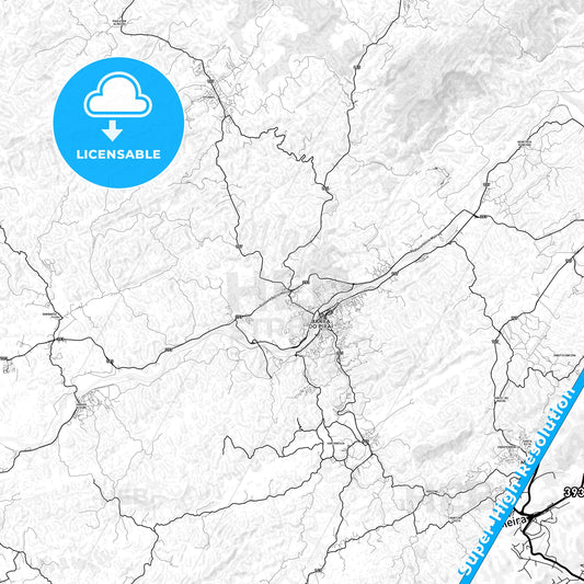 Barra do Pirai, Brazil light map with streetnames, citynames and districts