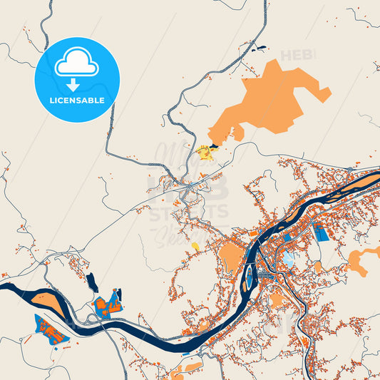 Colorful Barra do Pirai Street Map with Labels and Buildings
