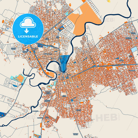Colorful Barreiras Street Map with Labels and Buildings