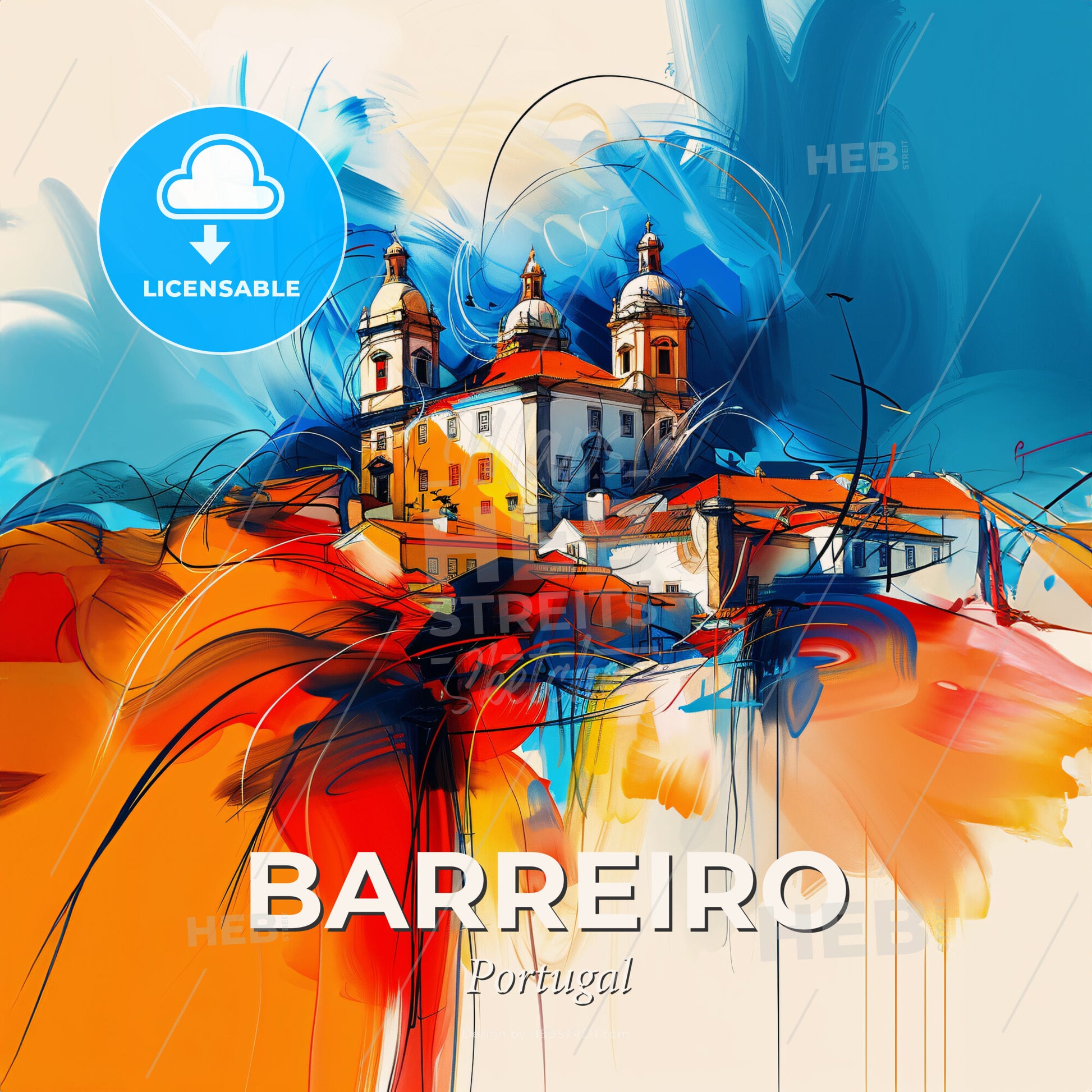 Vibrant Barreiro, Portugal - A Painting Of A Building - Square format print template