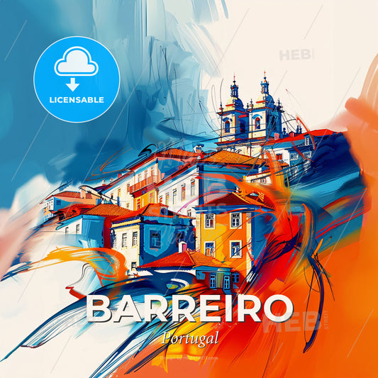 Vibrant Barreiro, Portugal - A Colorful Painting Of A Building - Square format print template