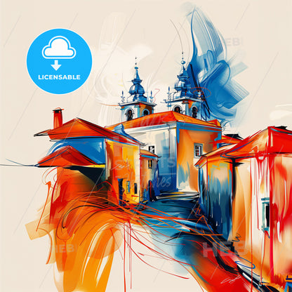 Vibrant Barreiro, Portugal - A Painting Of A Building