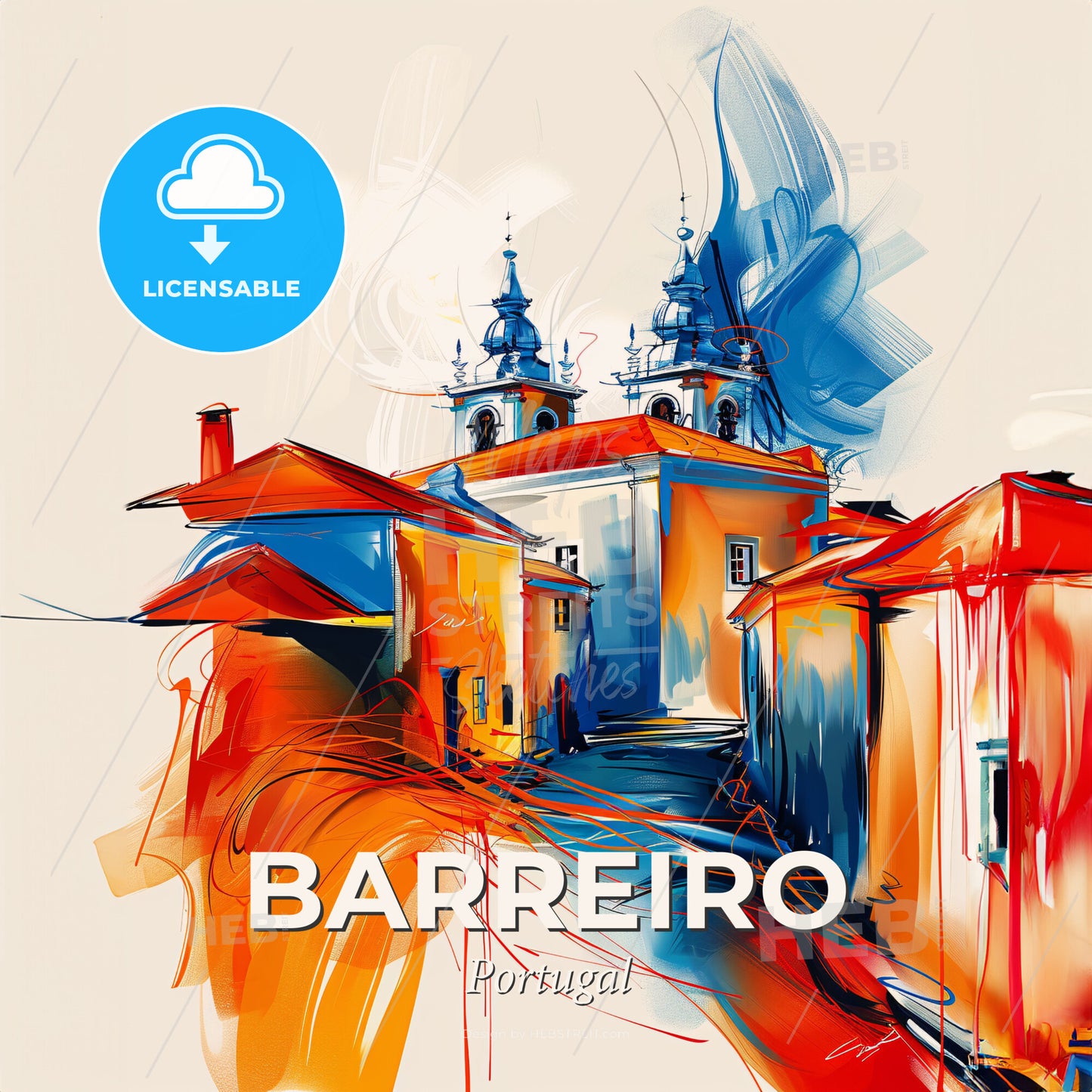 Vibrant Barreiro, Portugal - A Painting Of A Building - Square format print template