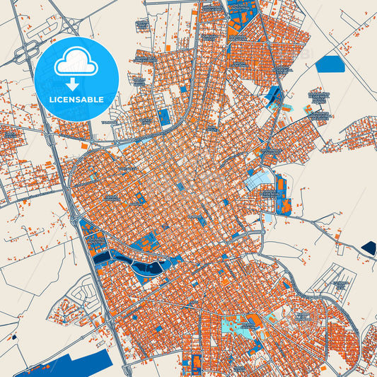 Colorful Barretos Street Map with Labels and Buildings