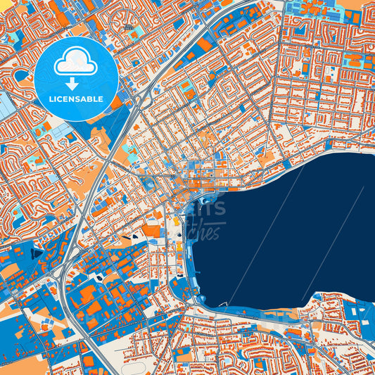 Colorful Barrie Street Map with Labels and Buildings